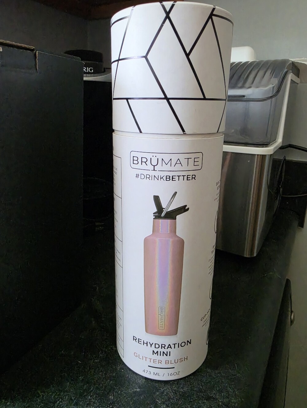 Brumate Rehydration Mini Glitter Blush Water Bottle - Glitter Blush
